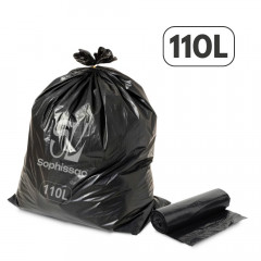 SAC POUBELLE NOIR 110L 70X105 CM 25µ DECHETS LEGERS (250 U)