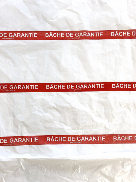 COIFFE BLANCHE BANDE DE GARANTIE PEBD 1200 (60X2) X 160 CM 60µ (250 U)