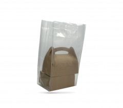 SAC CABAS TRANSPARENT 25+11.5+11.5X44.5 CM AVEC ANSES PLATES 100µ (25 U)