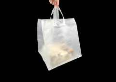 SAC CABAS TRANSPARENT 39+16+16X30 CM AVEC ANSES PLATES 100µ (25 U)