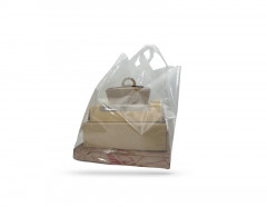 SAC CABAS TRANSPARENT 32+15+15X53.5 CM AVEC ANSES PLATES 100µ (25 U)