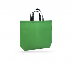 SAC CABAS NON TISSE VERT 53X42+14 CM SOUFFLET AU FOND POIGNEES NOIRES (100 U)