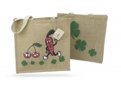 SAC CABAS EN TOILE DE JUTE « CERISE » 37+20X37 CM 100% BIODEGRADABLE (1 U)