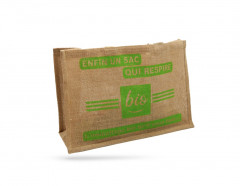 SAC CABAS TOILE DE JUTE « UN SAC QUI RESPIRE » 50+20X34 CM 100% BIODEGRADABLE(1U)