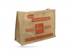 SAC CABAS TOILE DE JUTE « MON INDISPENSABLE » 50+20X34 CM 100% BIODEGRADABLE(1U)