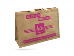 SAC CABAS TOILE DE JUTE « TU ME FAIS CRAQUER » 50+20X34 CM 100% BIODEGRADABLE(1U)