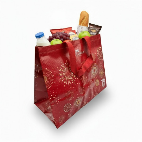 SAC CABAS ROUGE IMPRESSION DDG 42.5+23+23X35 CM (100 U)