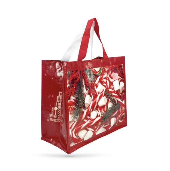 SAC CABAS NOEL ROUGE 44+21X39 CM PP TISSÉ 135G/M² (25 U)