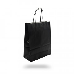 SAC PAPIER NOIR POIGNEES TORSADEES NOIRES 22X10X28 CM 90G MATIERE VIERGE (200 U)
