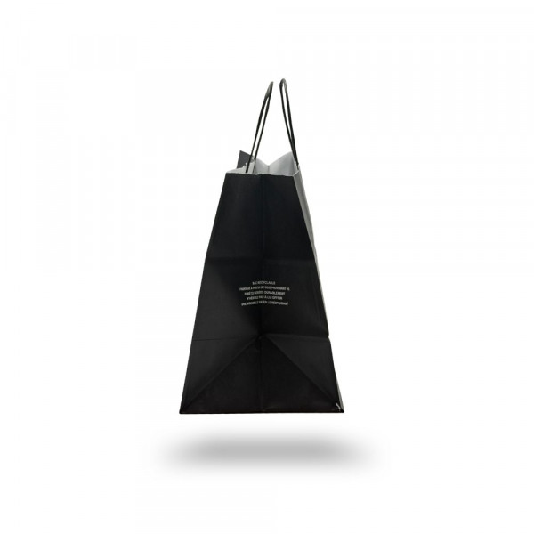 SAC PAPIER NOIR POIGNEES TORSADEES NOIRES 26X17X26 CM 90G MATIERE VIERGE (200 U)