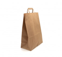 SAC PAPIER BRUN 32+16X44 CM POIGNEES PLATES 80 GRS MATIERE VIERGE (250 U)