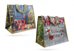 SAC CABAS NOEL IMPRESSION MERRY CHRISTMAS EVERYONE 40X24X35+3CM - 160 GRS (10 U)