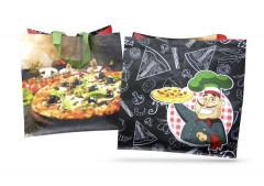 SAC CABAS PIZZA NOIR IMPRESSION PIZZA 38+36X38 CM - 120 GRS (25 U)