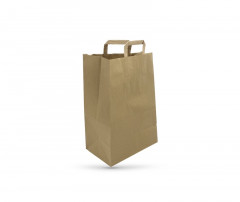 SAC PAPIER BRUN 30+18X43 CM POIGNEES PLATES 100 GRS MATIERE RECYCLE (300 U)