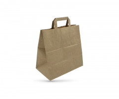 SAC PAPIER BRUN 28+17X29 CM POIGNEES PLATES 70 GRS MATIERE VIERGE (250 U)