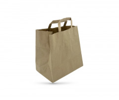 SAC PAPIER BRUN 26+17X26 CM POIGNEES PLATES 70 GRS MATIERE VIERGE (250 U)