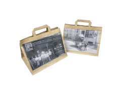 SAC PAPIER BRUN 32+22X25CM IMP.CARTE POSTALE BOULANGERIE POIGNEES PLATES (250 U)