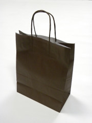 SAC PAPIER KRAFT CHOCOLAT 23+12X30 CM POIGNEES TORSADEES (50 U)