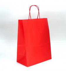 SACS KRAFT ROUGE 23+12X30 CM POIGNEES TORSADEES (50 U)