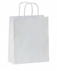 SAC PAPIER KRAFT BLANC 22+10X31 CM POIGNEES TORSADEES (50 U)