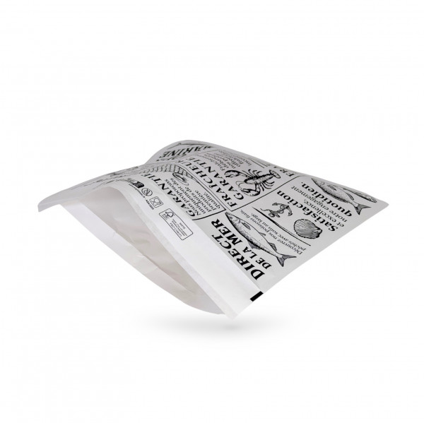 SACHET ADHESIF POISSONNERIE KRAFT BLANC RABAT SANS FENETRE 34X27 CM (750 U)