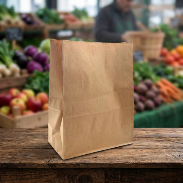 SAC SOS EN PAPIER KRAFT BRUN 32X16X43 CM 90 GRS VIERGE (250 U)