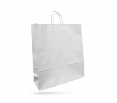 SAC PAPIER KRAFT BLANC 45+14X49 CM POIGNEES TORSADEES (150 U)