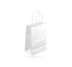 SAC PAPIER KRAFT BLANC 14+8X21 CM POIGNEES TORSADEES (50 U)