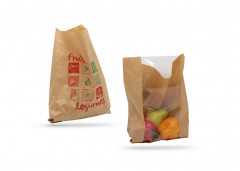 SAC FRUITS 3 KG PAPIER KRAFT BRUN 40 GRS 22+7,5+7.5x35 CM + FENETRE PP (1000 U)