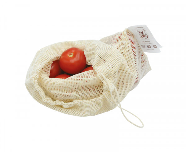 SAC FILET COTON BIO FRUITS-LEGUMES (X3 DANS BOITE DISTRIB.) 35X35 CM (90 U)