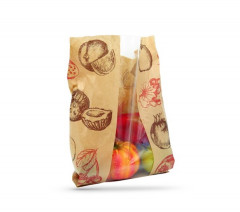 SAC FRUITS 3 KG PAPIER KRAFT BRUN 40 GRS 22+8,5+8.5x36 CM (FENETRE PP) (1000 U)