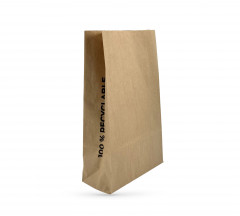 SAC SOS EN PAPIER KRAFT BRUN 260X140X400 80 GRS MATIERE RECYCLE (250 U)