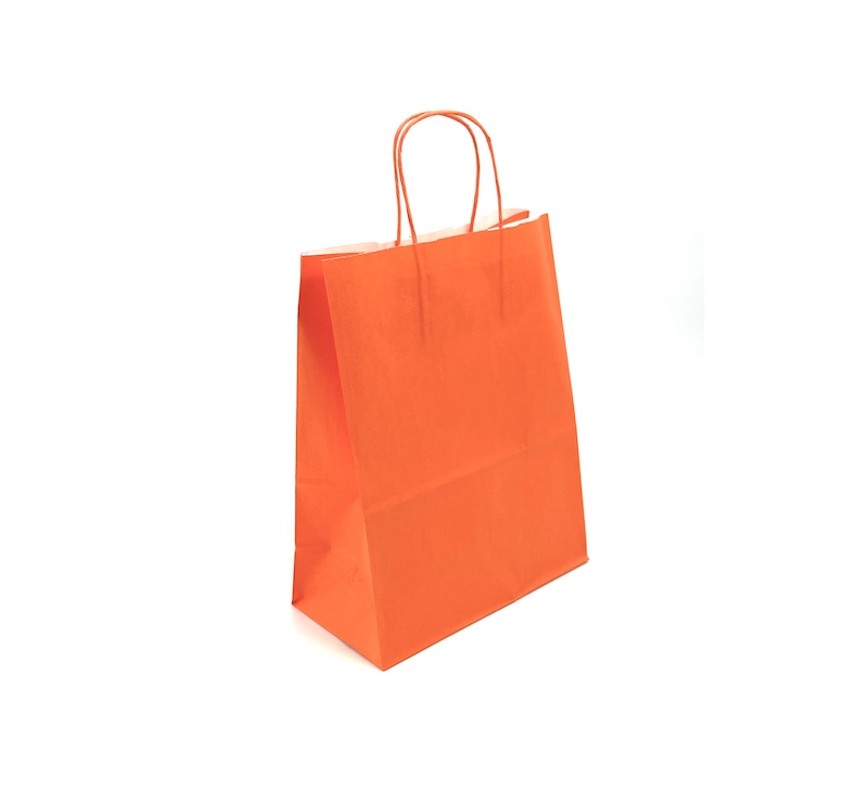 SACS KRAFT ORANGE 23+12X30 CM POIGNEES TORSADEES (50 U) Sophissac