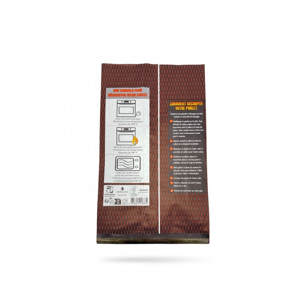 SAC PAPIER NOIR POULET RÔTI FERMIER 20X7.5X35 CM AVEC FENETRE (500 U)