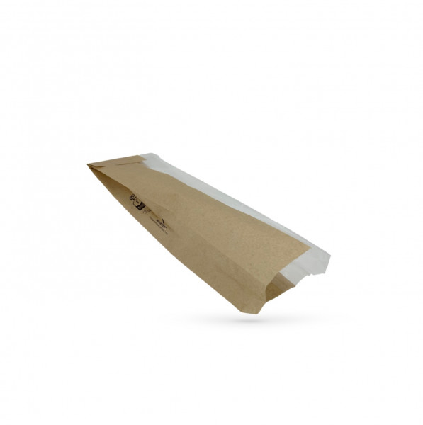 SAC SANDWICH INGRAISSABLE PAPIER BRUN AVEC FENETRE LATERALE 10+4X36 CM (1000 U)