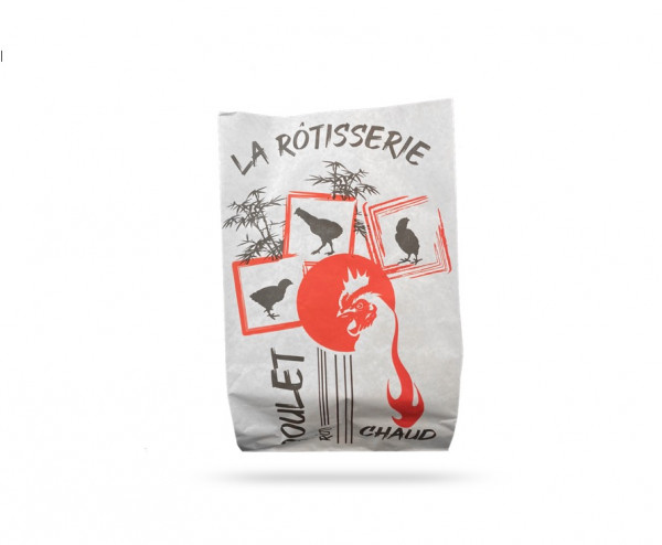 SAC PAPIER GROS POULET RÔTI 70 GRS 25+9X40 CM (500 U)