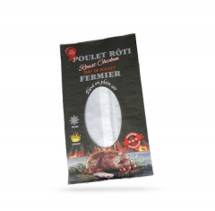 SAC PAPIER NOIR POULET RÔTI FERMIER 20X7,5X35 CM AVEC FENETRE (500 U)