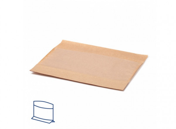 SACHET KRAFT NATUREL AVEC BASE ET FENETRE 40G/M2 14X16/12X3 CM (100 U)