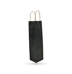 SAC 1 BOUTEILLE PAPIER KRAFT NOIR POIGNEES TORSADEES (20 U)