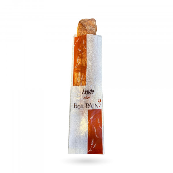 SAC A PAIN PAPIER PARAFFINE BLANC IMPRESSION MARRON 12+4.5X45 CM (250 U)
