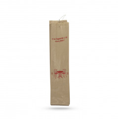 SAC PAPIER KRAFT BRUN BAGUETTE ROUGE 10+3.5X44 CM « TRADITION » 35 GRS (1000 U)