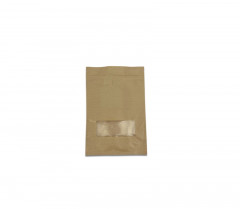 SACHET PAPIER KRAFT MARRON FENETRE AVEC ZIP 130X210+35 MM 250G DOYPACK (200 U)