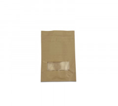 SACHET PAPIER KRAFT MARRON FENETRE AVEC ZIP 160X240+38 MM 500G DOYPACK (200 U)