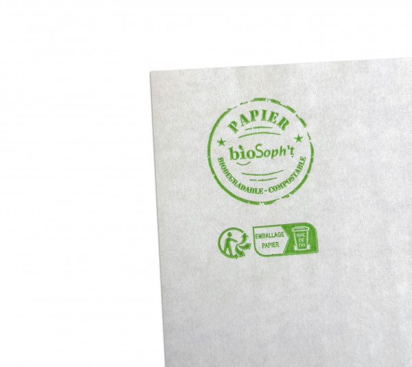 PAPIER PARAFFINÉ BIOSOPHT'BIODÉGRADABLE COMPOSTABLE 25X35CM 54G(1 colis=20 U/KG)