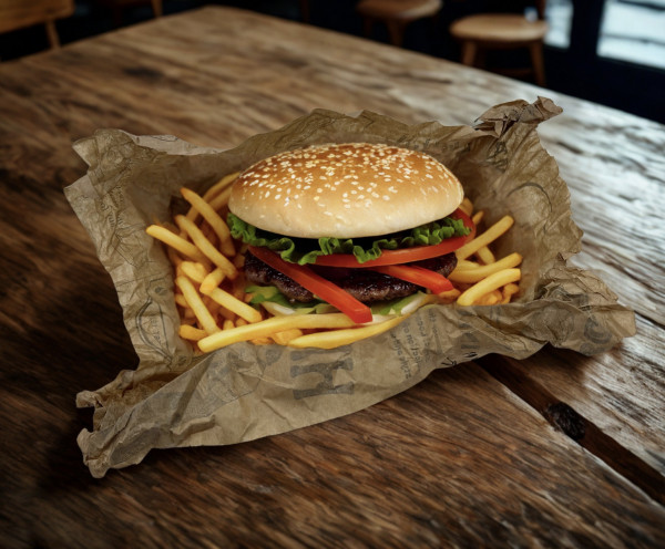 PAPIER INGRAISSABLE HAMBURGER 35 GRS BRUN MODELE JOURNAL 35X40 CM (1000 U)