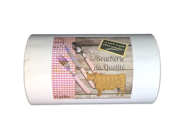 PAPIER THERMOPACK BLANC IMPR. BOUCHERIE BOBINE=l.35 CM 60 G(1 bobine=10 KG/U)