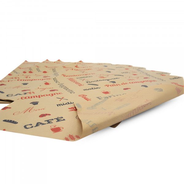 PAPIER MOUSSELINE BRUN 43X62 CM IMPRESSION BOULANGERIE 20 GRS (3000 U/Feuilles)