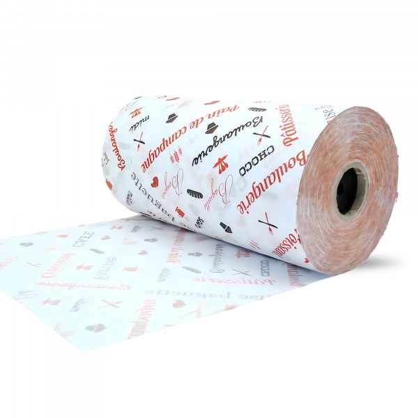 PAPIER MOUSSELINE BLANC BOB:l.50 CM IMPRESSION BOULANGERIE 24GR (7U=7KG)