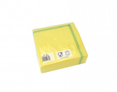 SERVIETTE AIRLAID LUXE JAUNE LISERE VERT 40X40 CM 60 GRS PLIAGE 1/4 (50 U)