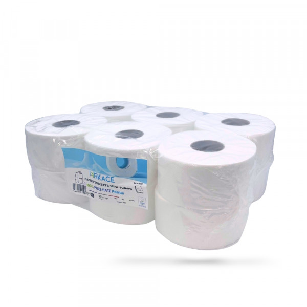 PAPIER TOILETTE MINI JUMBO l.9 CM x D.19 CM x 115 M CM (12 U)